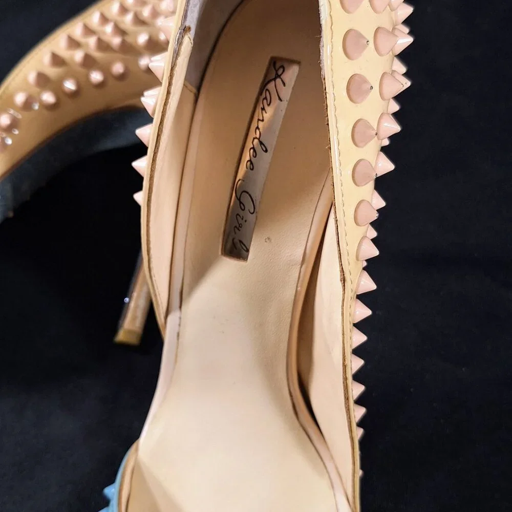 Kandee Girl BiColor Nude Blue Spiky Heels (like Christian Louboutin) 9 US 40 EU - Picture 7 of 9